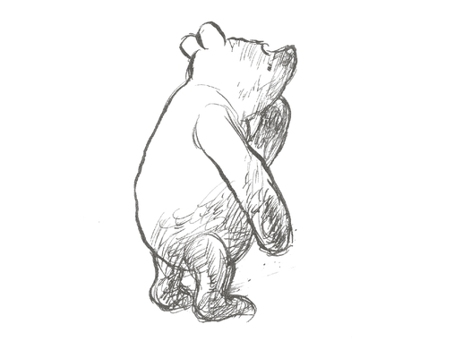 Classic Winnie the Pooh logo — E. H. Shepard style illustration